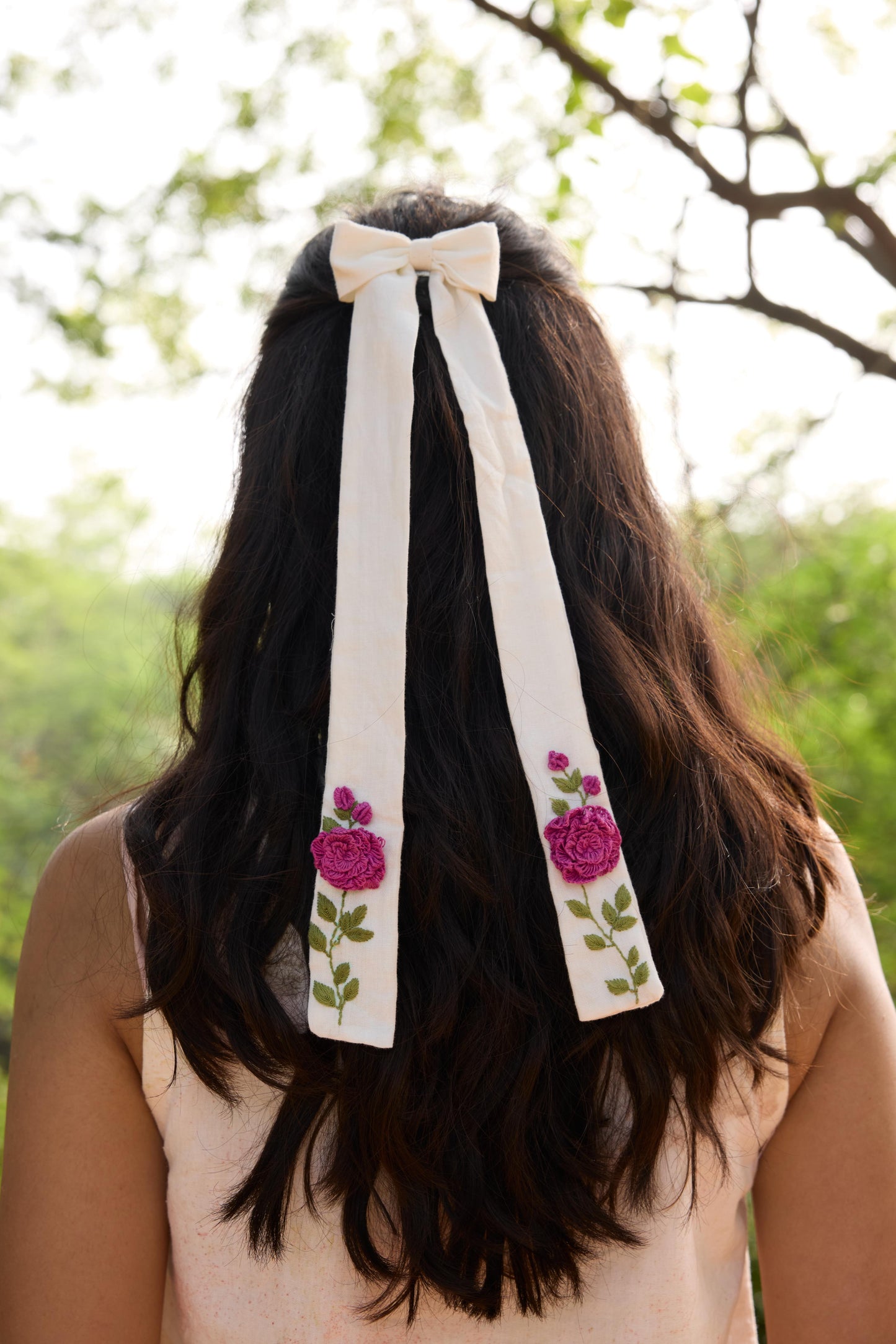 Rose long hair bow