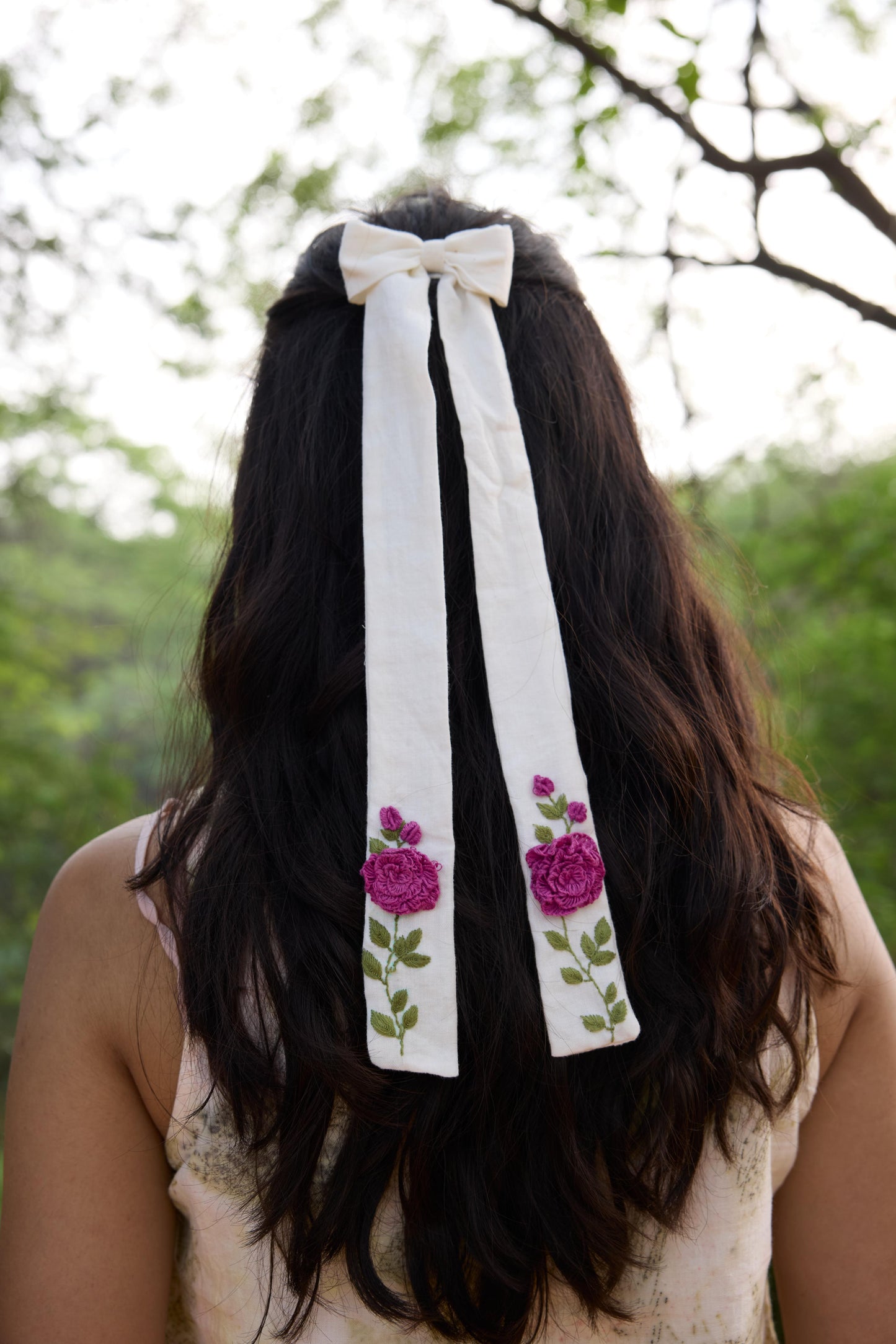 Rose long hair bow