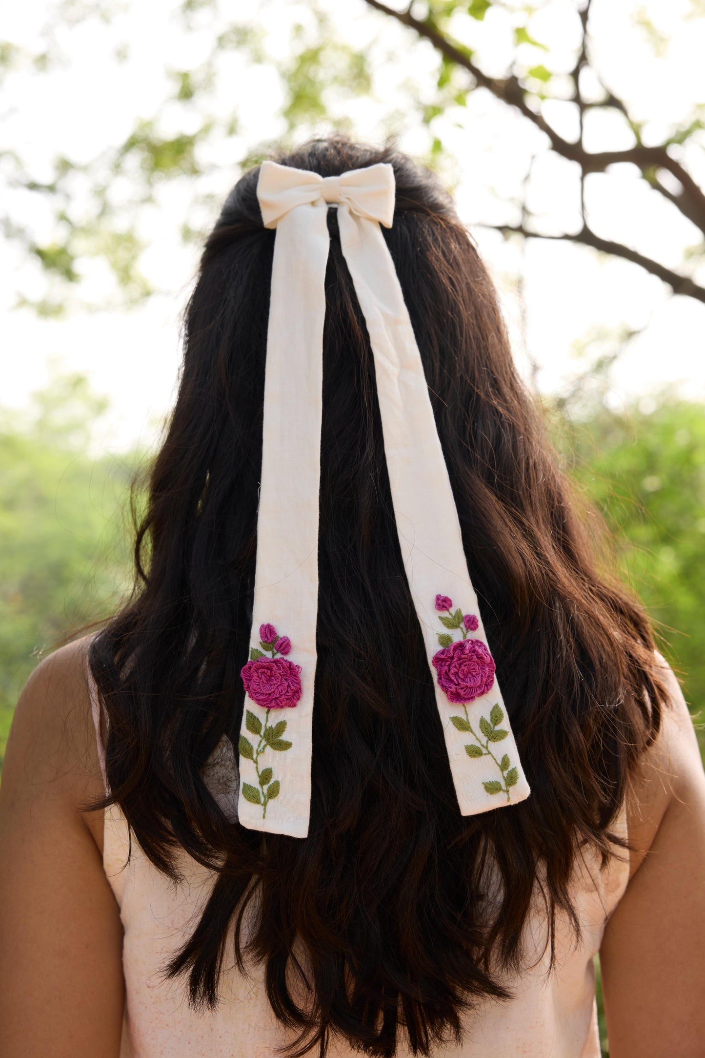Rose long hair bow