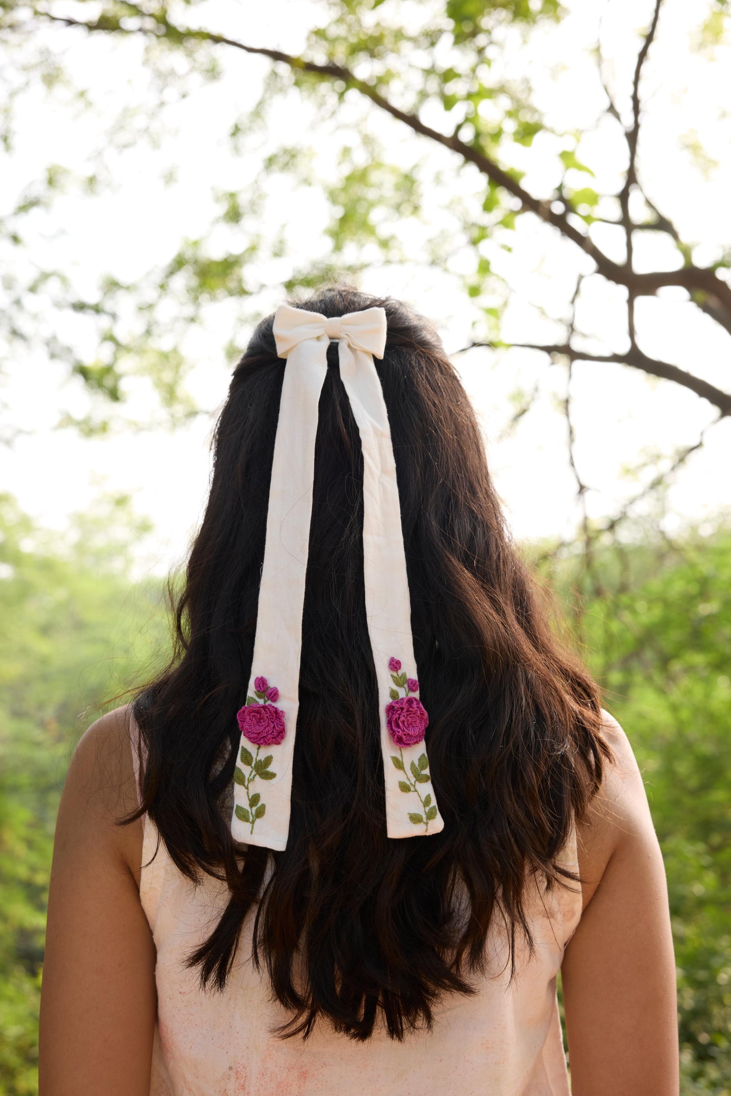 Rose long hair bow