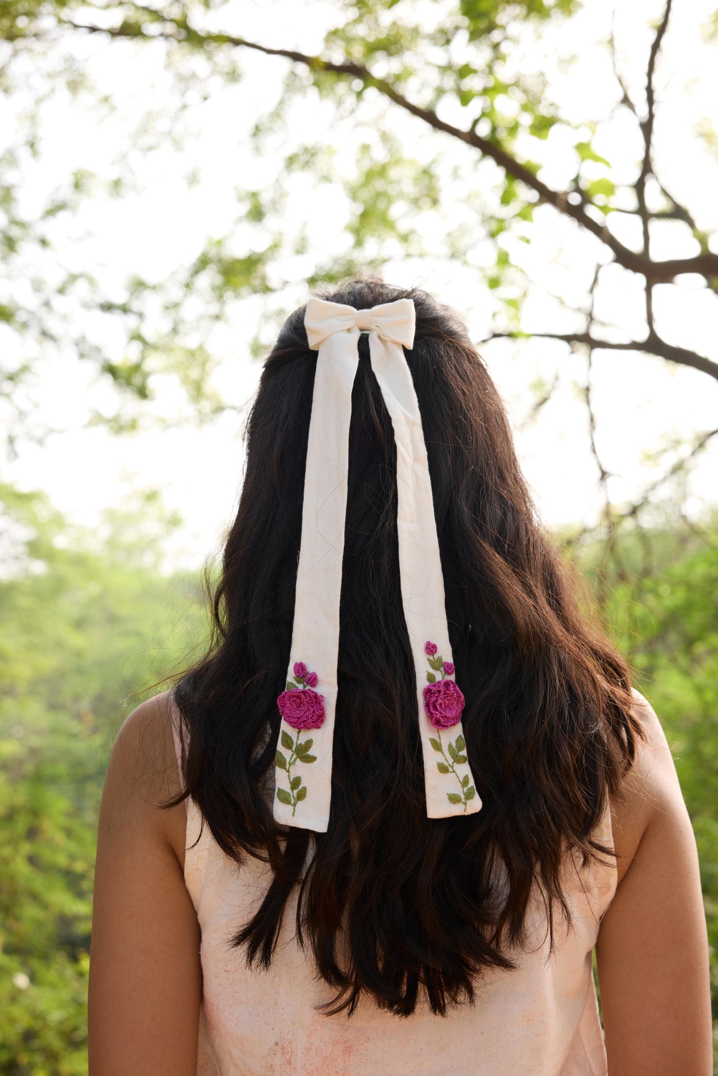 Rose long hair bow