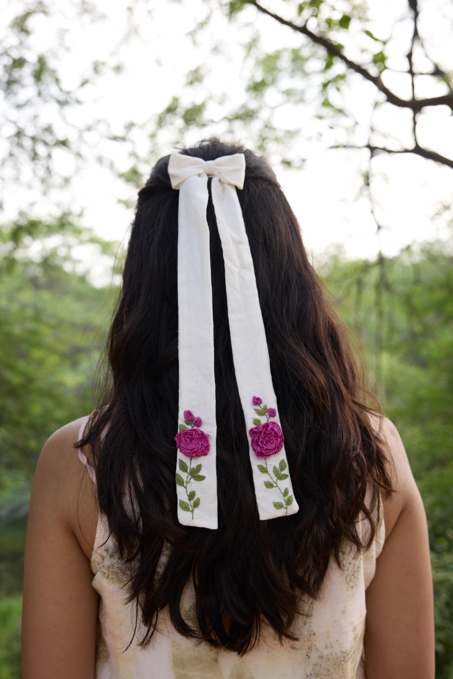 Rose long hair bow