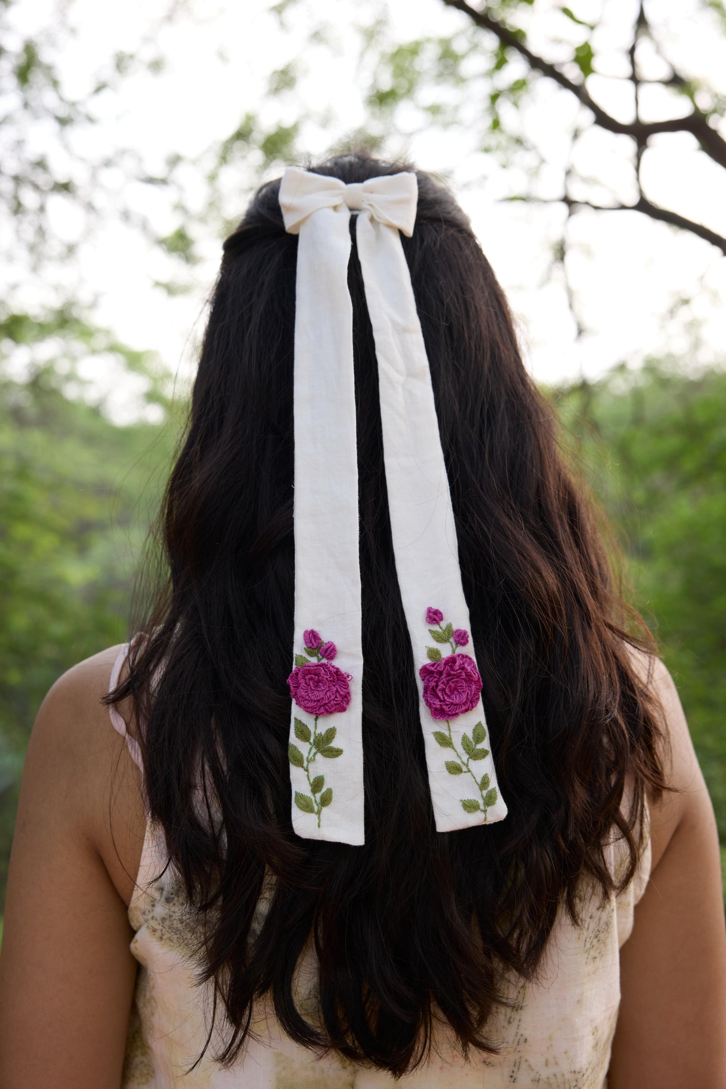 Rose long hair bow