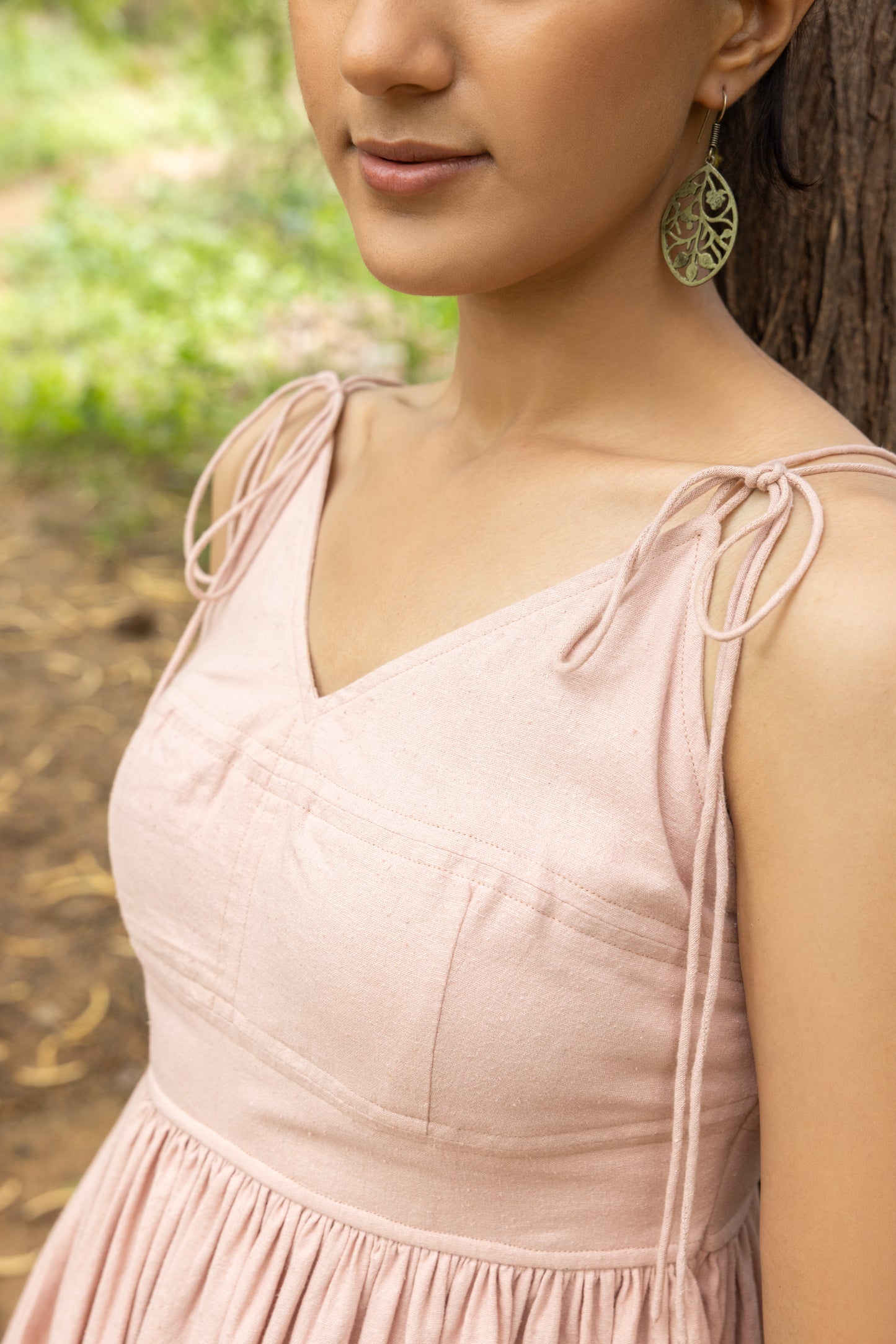 Maya kala cotton handwoven pink long dress