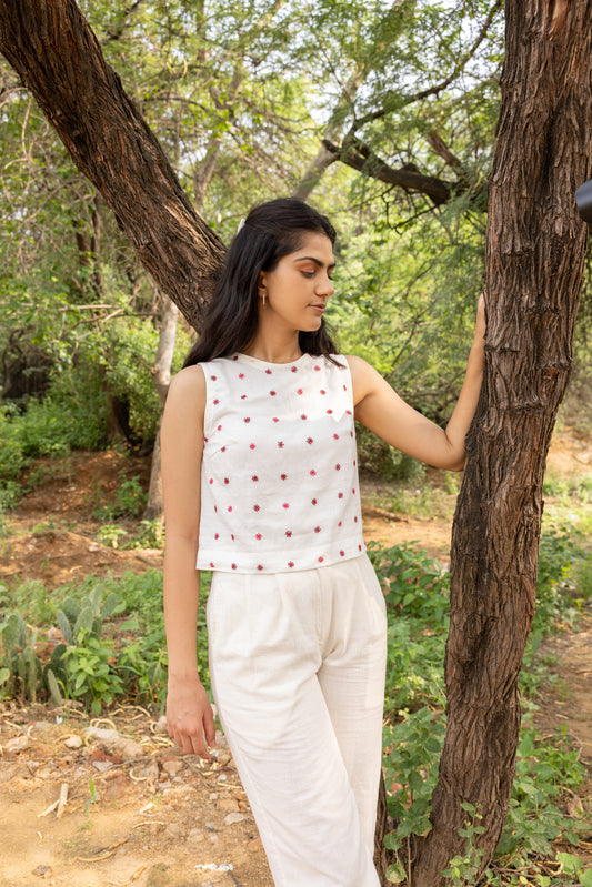 Phool Boota Hand -Embroidered hand woven top