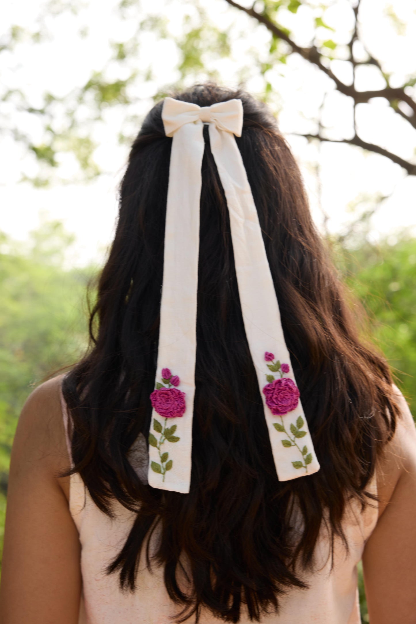 Rose long hair bow
