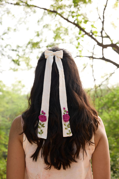 Rose long hair bow