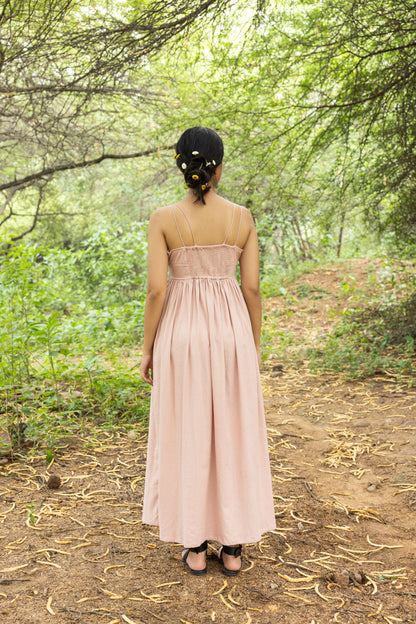 Maya kala cotton handwoven pink long dress